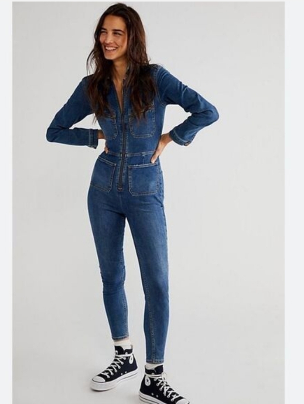 Free People Lennox Denim Jumpsuit